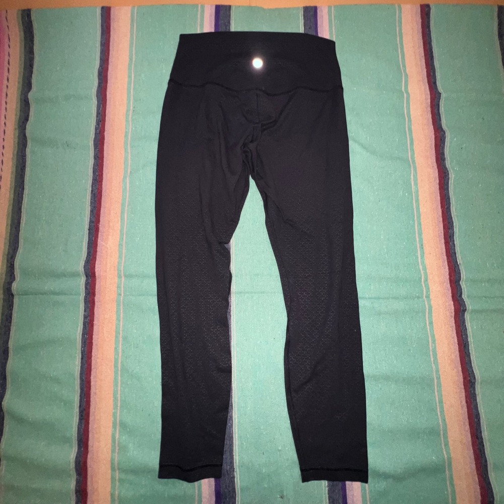 Lululemon Wunder Under Leggings Womens 4 Black Speckled High Rise 25 Inseam Yoga